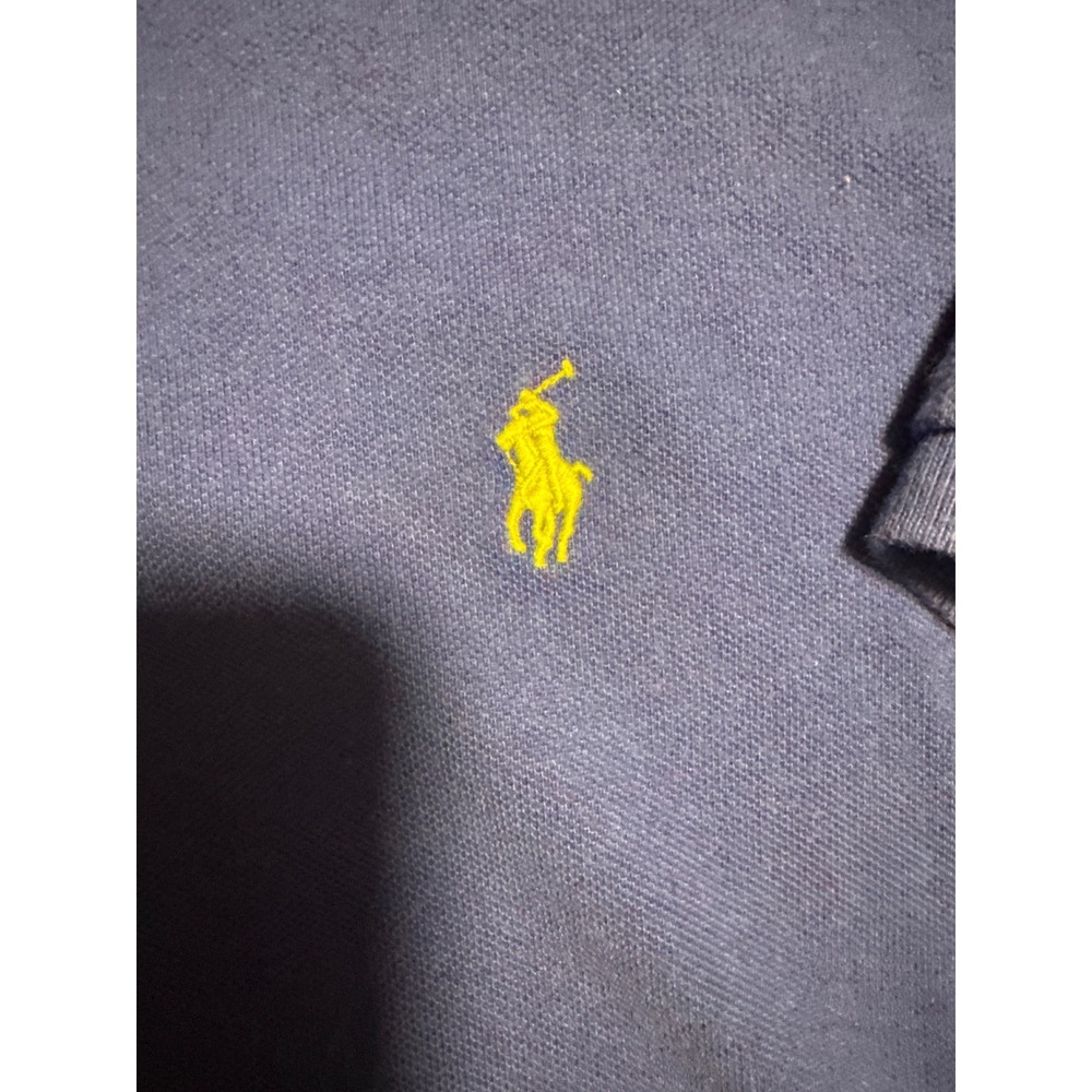 Polo Ralph Lauren Men Blue Custom Fit Polo Shirt Yellow Pony Logo XL - Picture 2 of 4